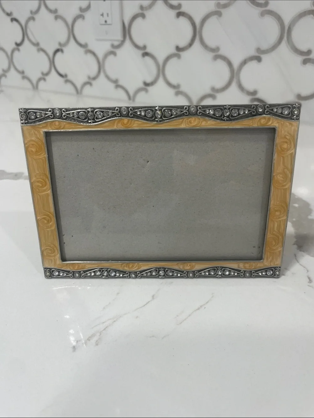 Decorative Yellow and Silver Picture Frame by